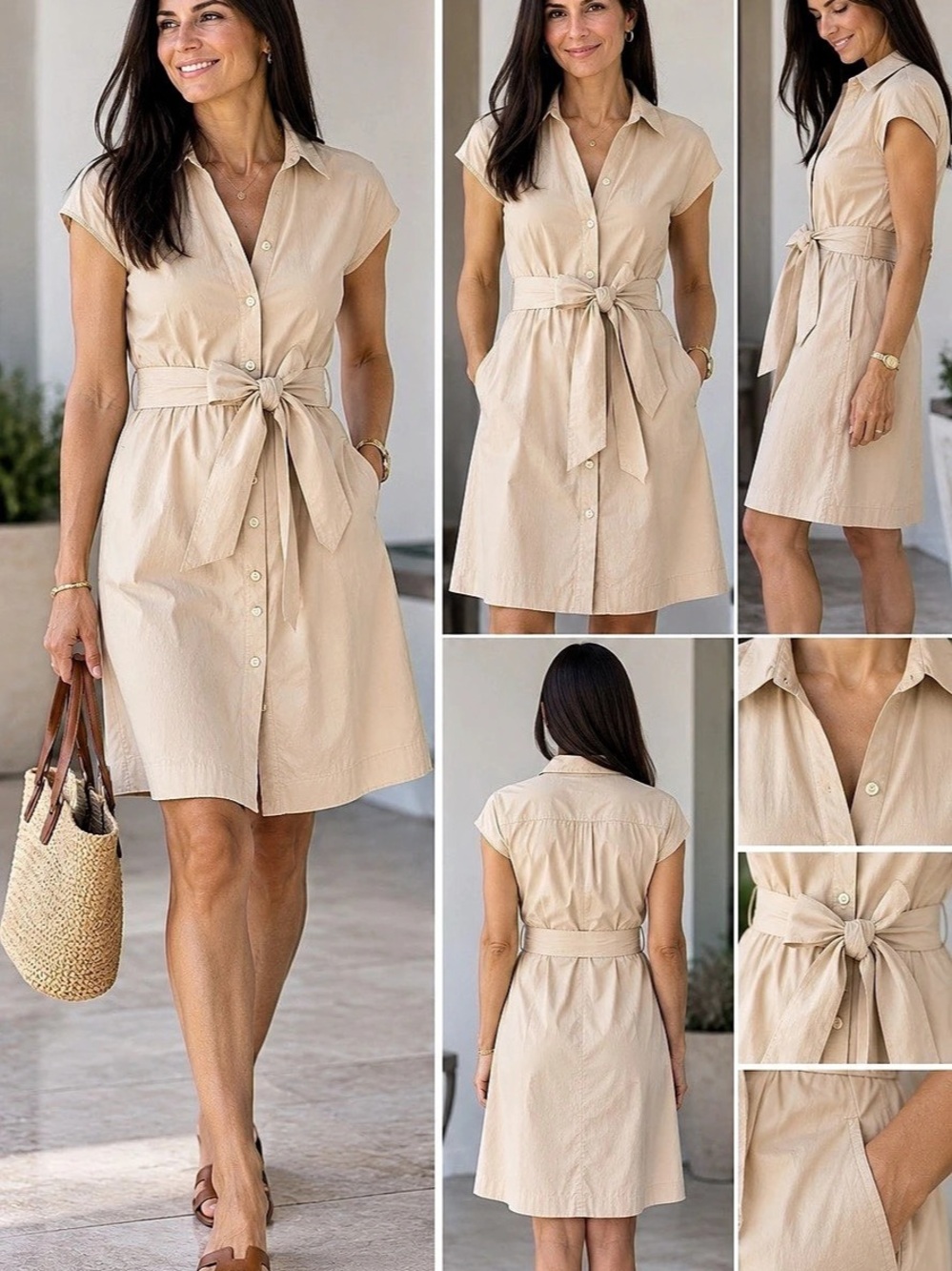 Banana Republic Shirt Dress in Beige Size 2